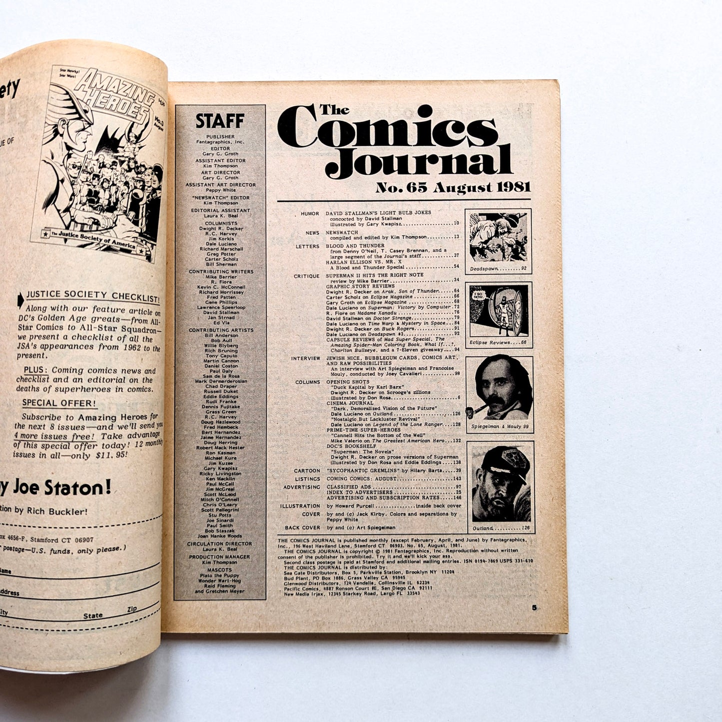 The Comics Journal No. 65 (Aug. 1981) - Art Spiegelman and Francoise Mouly